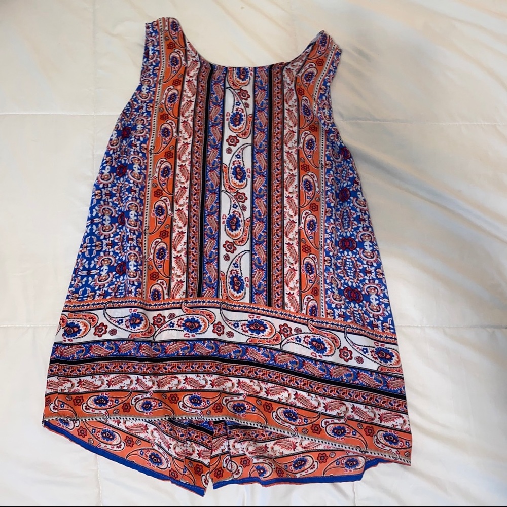 Warm toned paisley blouse tank top